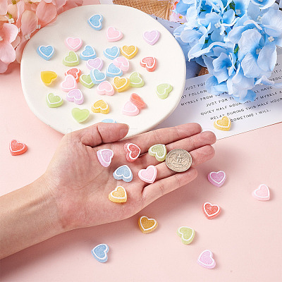 60Pcs 6 Colors Resin Cabochons Accessories RESI-YS0001-03-1