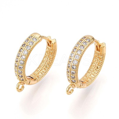Brass Micro Pave Cubic Zirconia Hoop Earring Finding KK-N261-47G-1