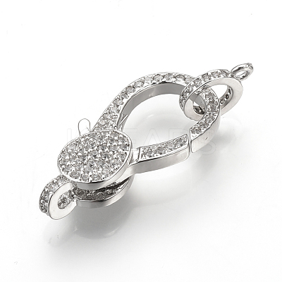 Brass Micro Pave Cubic Zirconia Lobster Claw Clasps ZIRC-S058-17P-1