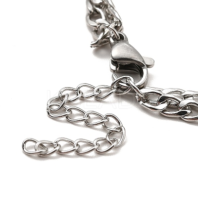 Tarnish Resistant 304 Stainless Steel Curb Chains Double Layer Multi-strand Bracelet BJEW-C025-10P-1