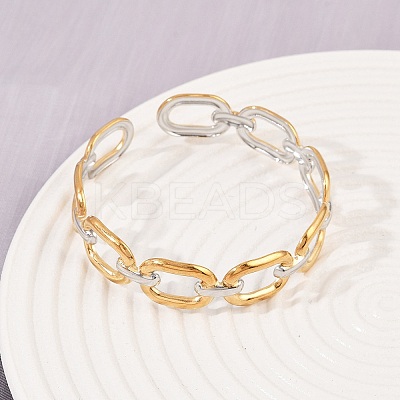 304 Stainless Steel Cuff Bangles for Women BJEW-G757-04GP-1