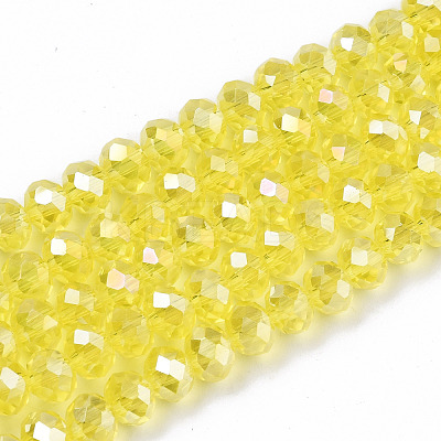 Electroplate Glass Beads Strands EGLA-A034-T6mm-B21-1