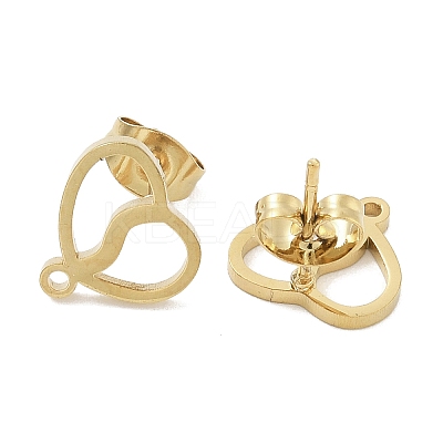 Heart Ion Plating(IP) 304 Stainless Steel Stud Earring Findings STAS-I206-90G-1
