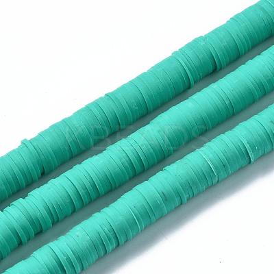 Flat Round Handmade Polymer Clay Beads CLAY-R067-10mm-34-1