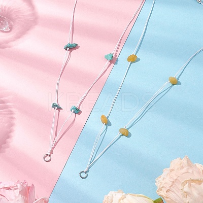 2Pcs 2 Styles Natural Topaz Jade & Synthetic Turquoise Chip Beads Necklace Making with 304 Stainless Steel Jump Rings and Nylon Thread NJEW-JN05215-1
