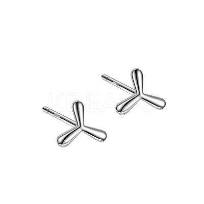 Anti-Tarnish Rhodium Plated Windmill 999 Fine Silver Stud Earrings for Women LS-EJEW-S215-10P-1