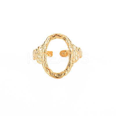 Ion Plating(IP) 304 Stainless Steel Open Oval Wide Cuff Ring for Women LS-X-RJEW-S405-167G-1