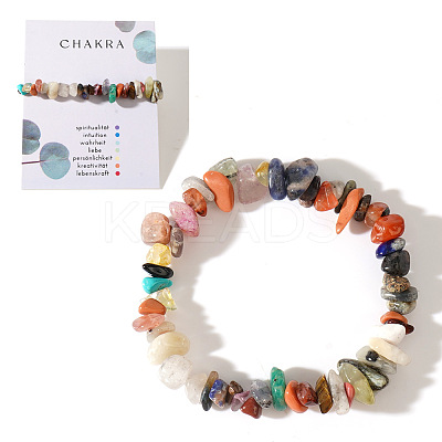 Natural Mixed Stone Chips Bead Stretch Bracelets for Women Men CI5318-1-1