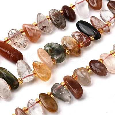 Natural Rutilated Quartz Beads Strands G-Z091-A06-1