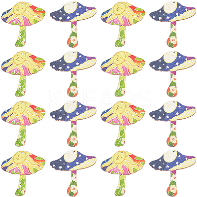 20Pcs 2 Styles Printed Wooden Pendants WOOD-SC0001-65-1