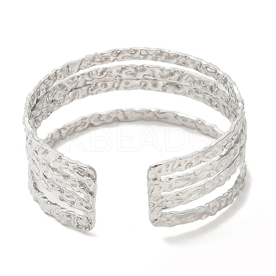 Non-Tarnish 304 Stainless Steel Multi Line Cuff Bangles for Women BJEW-L682-004P-1