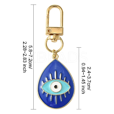 Teardrop with Evil Eye Alloy Enamel Pendant Decorations HJEW-YW00017-01-1