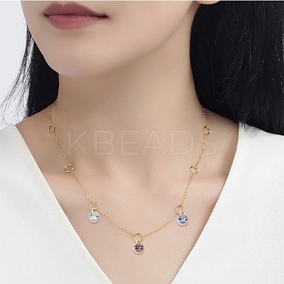 30Pcs 5 Colors Flat Round Alloy Charms RGLA-YW0002-06-1