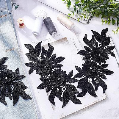 Polyester Embroidered Floral Lace Collar DIY-WH0326-47B-1