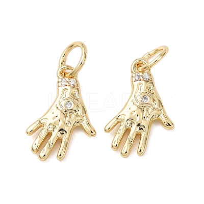 Brass Micro Pave Clear Cubic Zirconia Charms KK-D019-22G-1