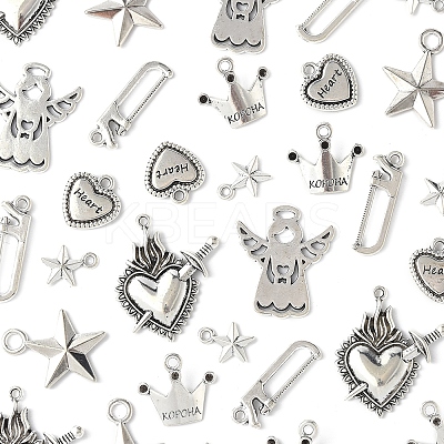 40Pcs 7 Styles Tibetan Style Alloy Pendants FIND-FS0004-31-1