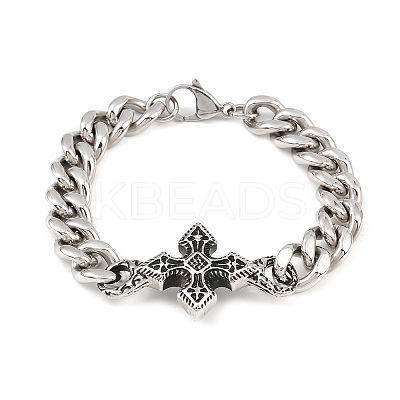 Stainless Steel Cuban Link Chian Bracelets BJEW-D379-04ASP-1