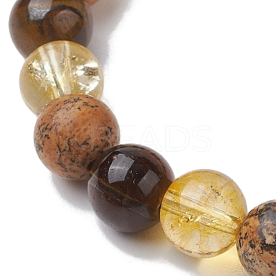 8mm Round Natural Tiger Eye & Picture Jasper BJEW-JB10625-03-1