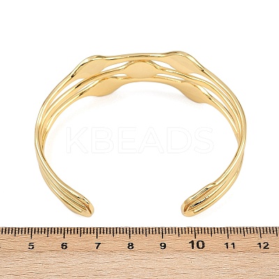 22MM Brass & ABS Plastic Pearl 3 Line Cuff Bangles for Women LS-BJEW-L707-01G-1
