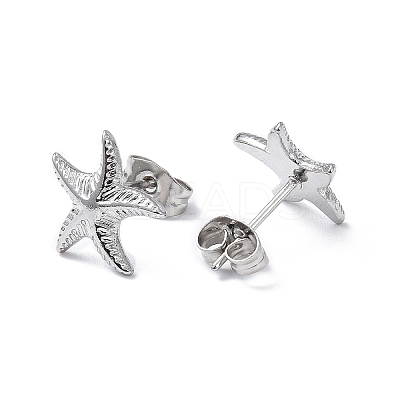 Non-Tarnish 304 Stainless Steel Starfish Stud Earrings for Women LS-EJEW-I285-06P-1