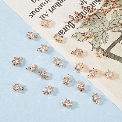 20Pcs Brass Pave Clear Cubic Zirconia Links KK-GO0001-95-1
