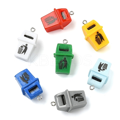 30Pcs Opaque Resin Garbage Can Pendants with Metal Loops RESI-YW0005-14-1