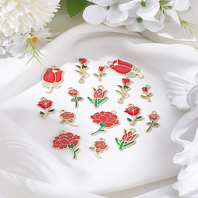 16Pcs 8 Styles Rack Plating Alloy Enamel Pendants ENAM-LP0001-10-1
