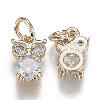 Brass Micro Pave Clear Cubic Zirconia Pendants ZIRC-Z003-03G-1