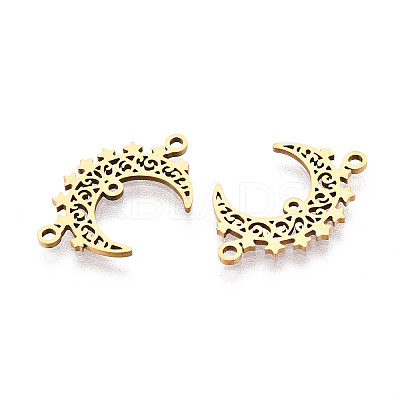 201 Stainless Steel Laser Cut Crescent Moon/Double Horn Chandelier Component Links STAS-T066-93G-1