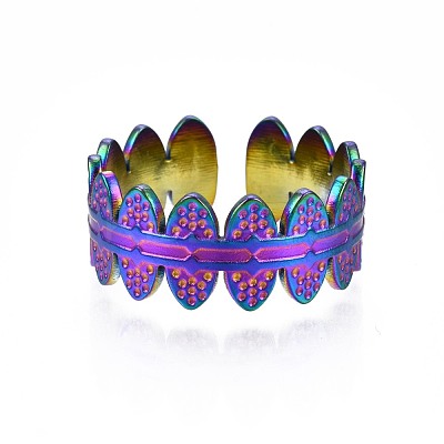 304 Stainless Steel Oval Wrapped Cuff Ring RJEW-N038-070-1