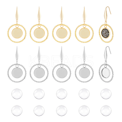 12 Pair 2 Color Glass Blank Dome Dangle Earrings EJEW-AB00020-1