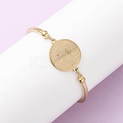 Religion 304 Stainless Steel Link Bracelets for Women BJEW-F524-02A-G-1
