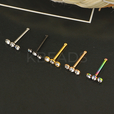 304 Stainless Steel Crystal Rhinestone 3 Flat Round Nose Bone Rings WGC36FF-02-1