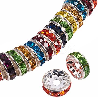 Rondelle Brass Rhinestone Spacer Beads RB-PH0001-06S-NF-1