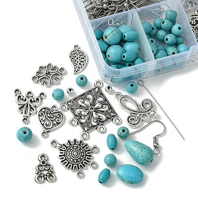 Tibetan Style Chandelier Components and Pendants with Synthetic Turquoise Beads Sets DIY-FS0005-75-1