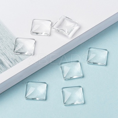 Transparent Clear Glass Square Cabochons GGLA-A001-15mm-1