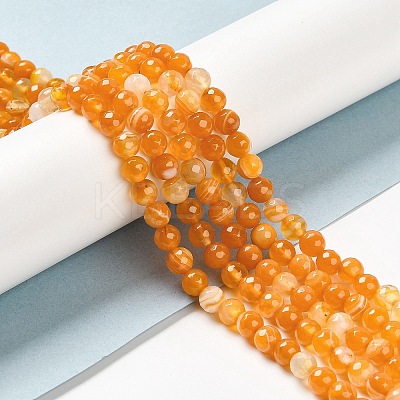 Natural Striped Agate/Banded Agate Beads Strands G-A246-8mm-08-1