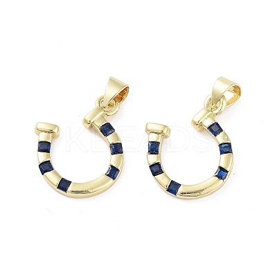 Rack Plating Brass Micro Pave Prussian Blue Cubic Zirconia Pendants KK-H474-02G-1