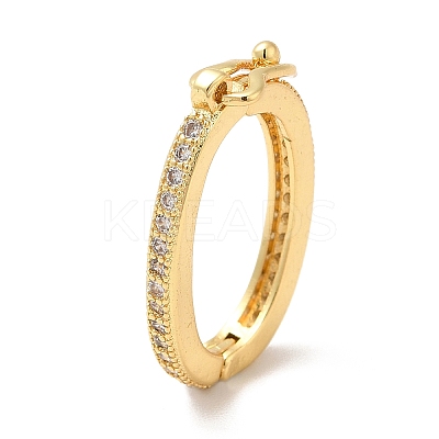 Brass Micro Pave Clear Cubic Zirconia Twister Clasps  KK-H434-21G-1
