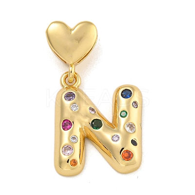 Brass Micro Pave Colorful Cubic Zirconia Pendants KK-P281-01G-N-1