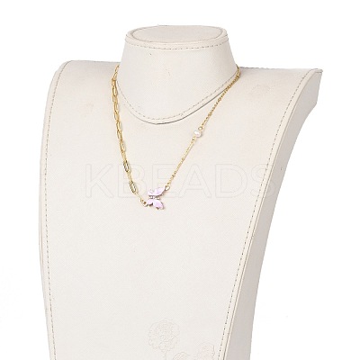Brass Micro Pave Cubic Zirconia Butterfly Pendant Necklaces NJEW-JN03239-1