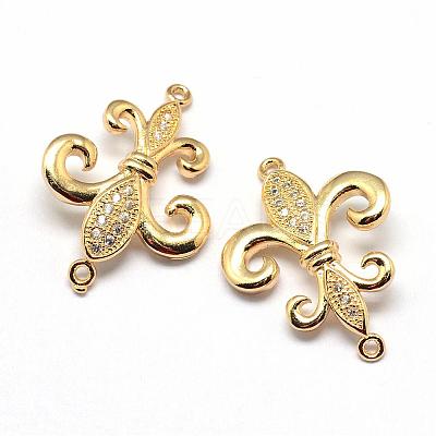 Rack Plating Brass Cubic Zirconia Links ZIRC-S019-01G-1