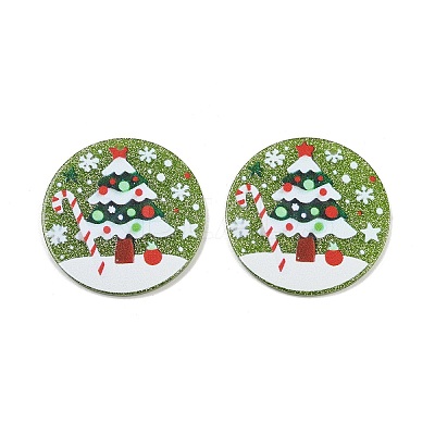 Christmas Themes Opaque Printed Acrylic Pendants OACR-B037-04-1