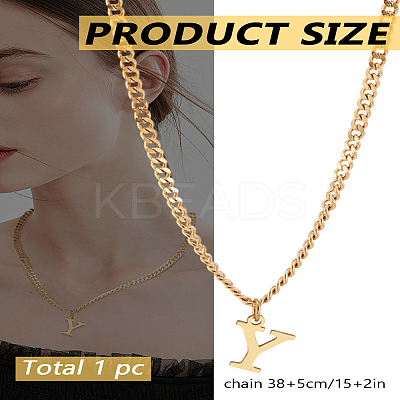 1Pc 304 Stainless Steel Letter Pendant Necklaces NJEW-LP0001-33Y-G-1