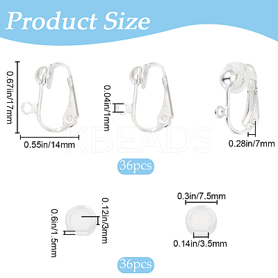 36Pcs Brass Clip-on Earring Findings KK-SP0001-08S-1
