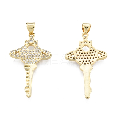 Brass Micro Pave Clear Cubic Zirconia Pendants KK-G431-21G-1