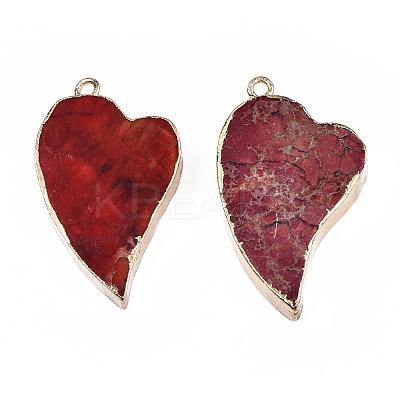 Electroplate Natural Regalite/Imperial Jasper/Sea Sediment Jasper Pendants G-T111-05-1