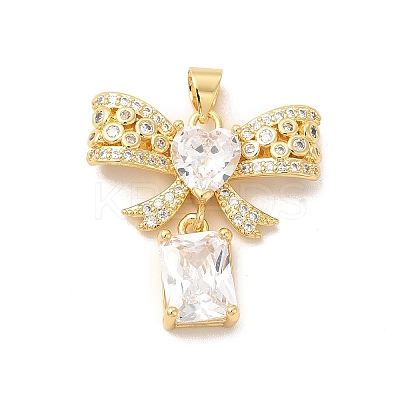 Rack Plating Brass Micro Pave Cubic Zirconia Pendants KK-B068-09G-1