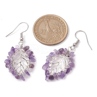 Natural & Synthetic Mixed Gemstone Chips Dangle Earrings EJEW-JE05695-02-1