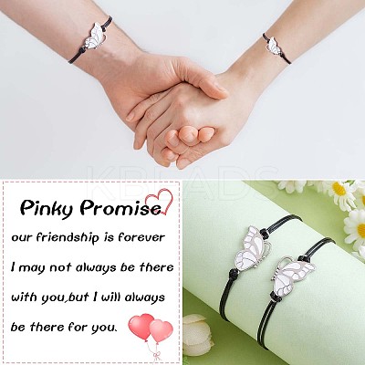 2Pcs White Brass Enamel Butterfly Link Bracelets Set JB732A-1
